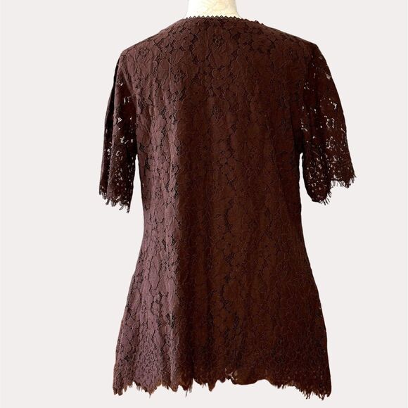 Isaac Mizrahi Lace Button Front Blouse Top Brown XS - Picture 5 of 8